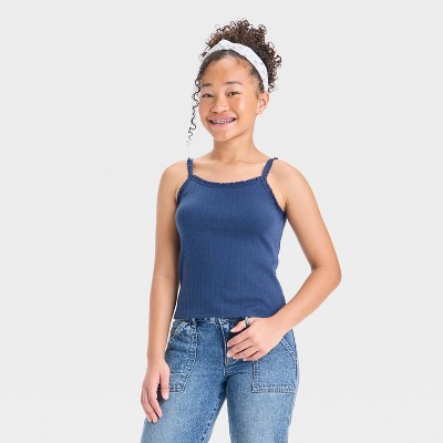 Girls' Lace Trim Pointelle Tank Top - art class™