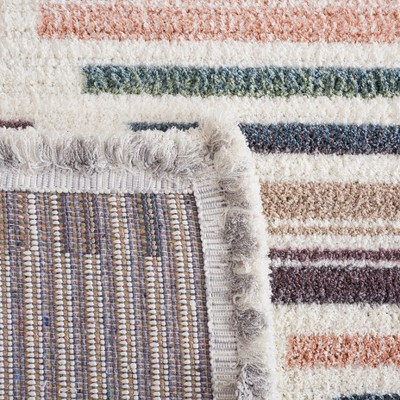 Ivory and Multicolor Hand-knotted Square Wool Area Rug