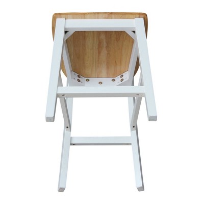 Elegant Dual-Tone Backless Counter Height Stool in White/Natural