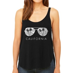 LA Pop Art Women's Premium Word Art Flowy Tank Top - California Shades - 1 of 4