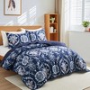 Peace Nest Soft Printed Coverlet Set Floral Geometric Bedspread, Modern Reversible Quilt and Shams Set - 2 of 4