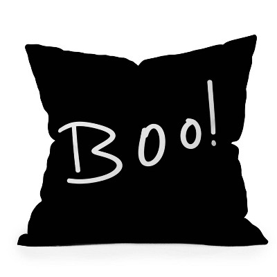 16"x16" Lisa Argyropoulos Halloween Boo Typography Square Throw Pillow Black - Deny Designs