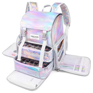 SAVILAND Nail Polish Organizer Bag: PU Leather Nail Polish Organizer Case Holds 70 Bottles (15ml-0.5 fl.oz) & Nail Lamp - 1 of 4