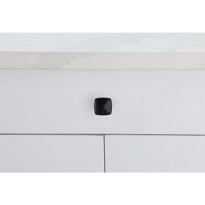 Matte Black Modern Square Brass Drawer Knob Set