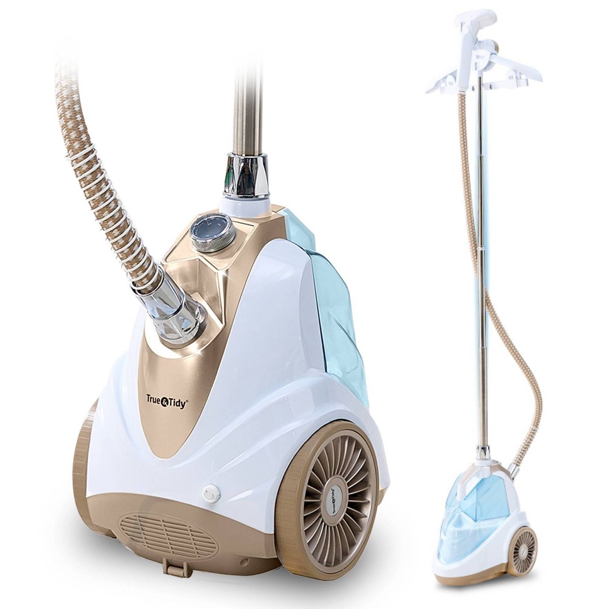 True & Tidy Luxury 10-Setting Upright Garment Steamer with Intelligent Automatic Shut-Off System Champagne
