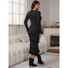 INSPIRE CHIC Women's Maternity Sweater Dress Stripped Ruffle Winter Warm Stretchy Knit Long Sleeve Maxi Dresses - 4 of 4