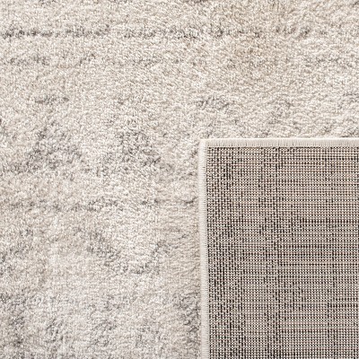 Ivory and Silver 6' x 6' Square Synthetic Area Rug