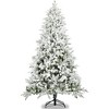 Whisen 7FT Snow Flocked Christmas Tree Artificial Hinged Pine Tree with White Realistic Tips Unlit - White - 3 of 4