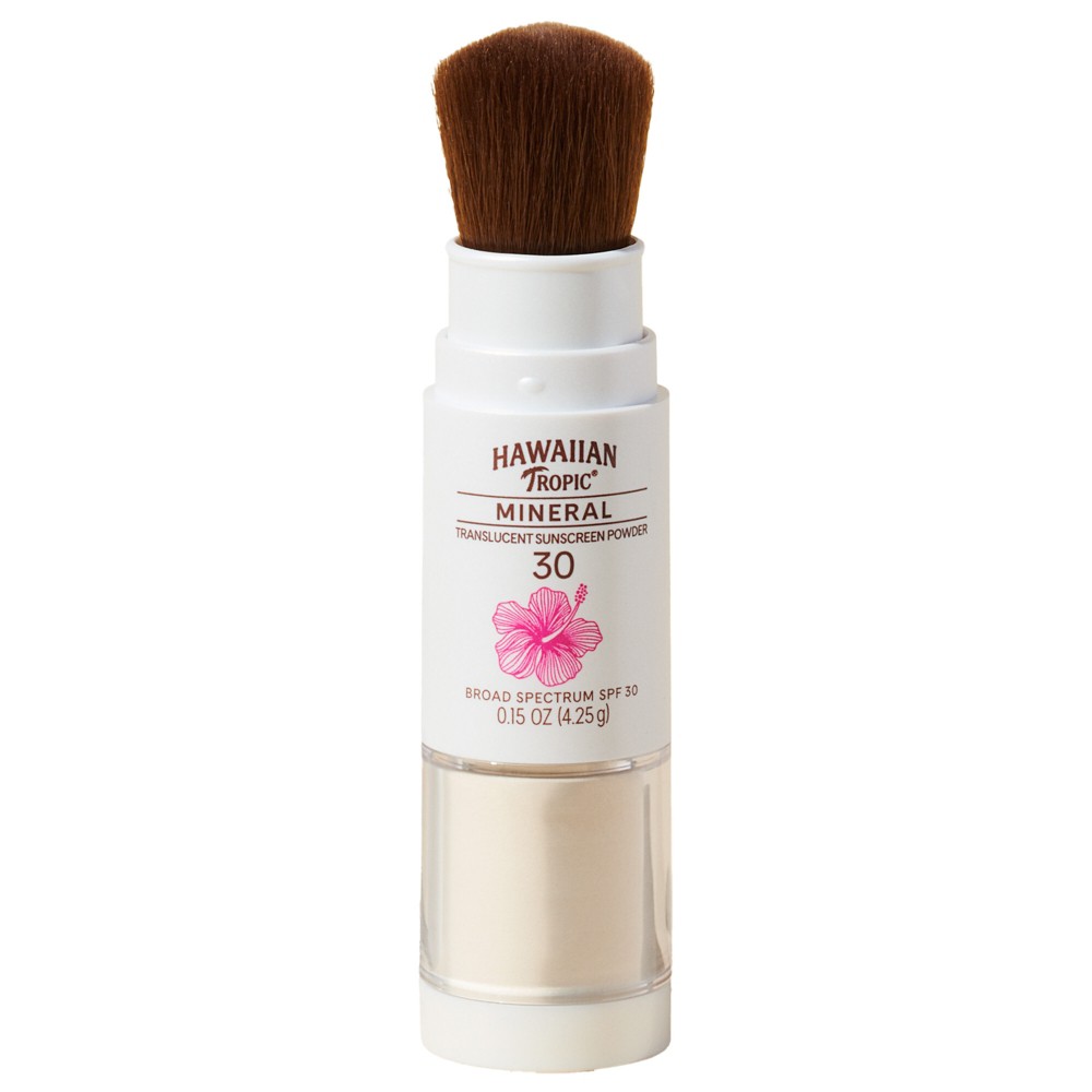 Photos - Sun Skin Care Hawaiian Tropic Mineral Skin Nourishing Sunscreen Powder Brush - SPF 30 - 0.15oz: Paraben-Free, Sulfate-Free, Contains Vitam
