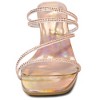 Allegra K Women's Rhinestone Strappy Square Toe Kitten Heel Slide Sandals - 2 of 4