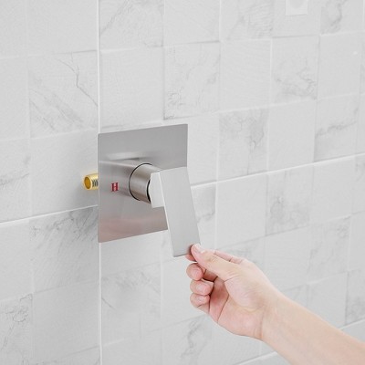 Nickel Square Wall Mounted Rain Shower Faucet Set