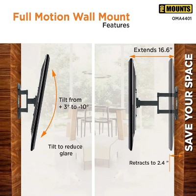 ProMounts Full Motion Black Steel TV Wall Mount for 23"-60" TVs