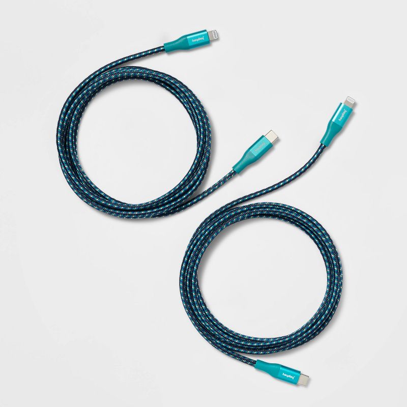 6&#39; Lightning to USB-C Braided Cable 2pk - heyday&#8482; Ocean Teal, 4 of 6