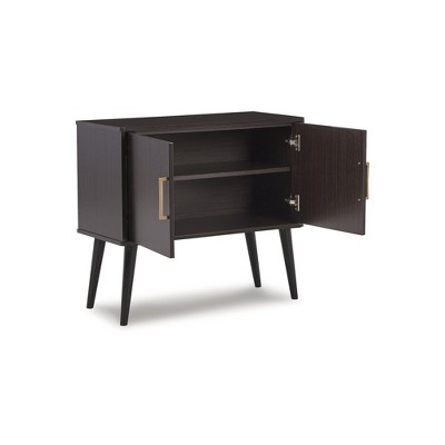 Dark Brown Mid Century Modern Accent Cabinet with Adjustable Shelves