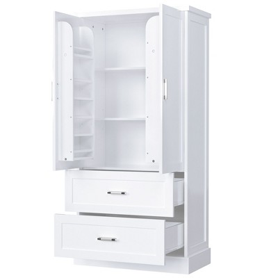 NicBex 64 Inch Tall Bathroom Storage Cabinet,Large Storage Cabinet with 2 Drawers and 2 Doors