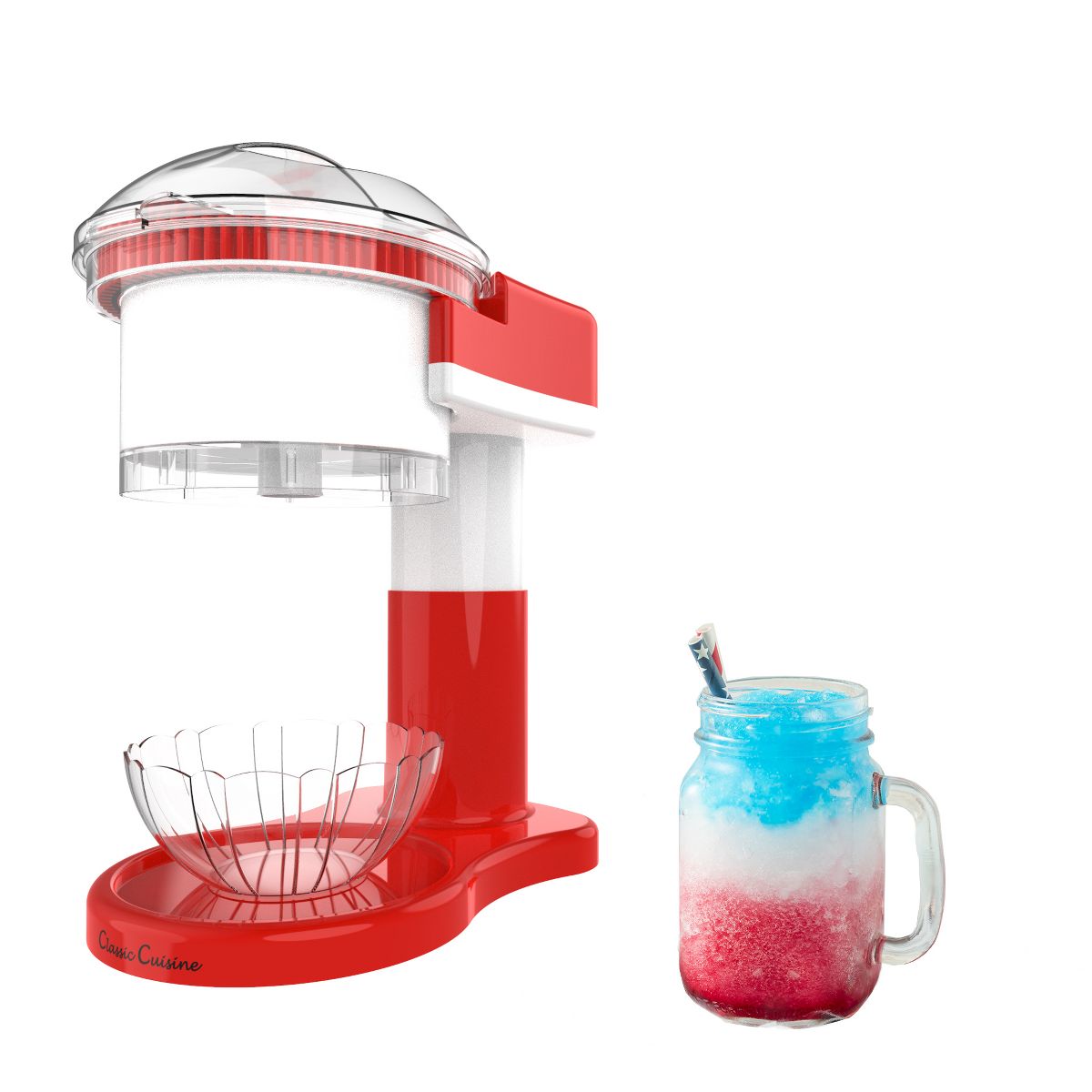 Classic Cuisine Shaved Ice Maker – Countertop Electric Snow Cone, Italian Ice & Slushy Machine with Cup