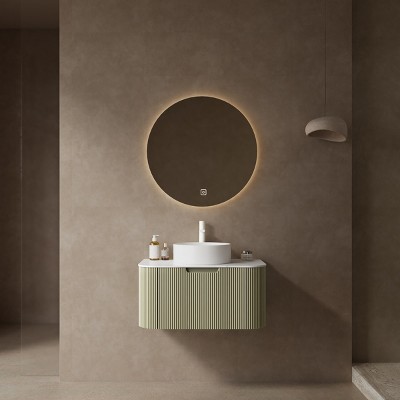Wall Cabinet,Round Ceramic Basin Bathroom Storage Cabinet Without Faucet,Bathroom Wall-Mounted Cabinet With Drawer-Cuddlewood