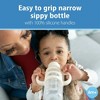LunaLulinlk Narrow Sippy Bottle, 100% Silicone Handle/Spout, 8oz/250ml, 6m+, Light Pink/Ecru, 2 Pack - 2 of 4