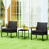 Yaheetech 3 Piece Patio Set Modern PE Bistro Furniture Conversation Sets - 2 of 4