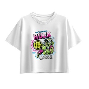 Girls' - Marvel - Hulk Airbrush Short Sleeve Boxy Graphic T-Shirt - 1 of 3