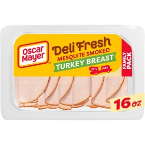 Oscar Mayer Deli Fresh Mesquite Smoked Turkey Breast Sliced Lunch Meat Family Size - 16oz - 1 of 4