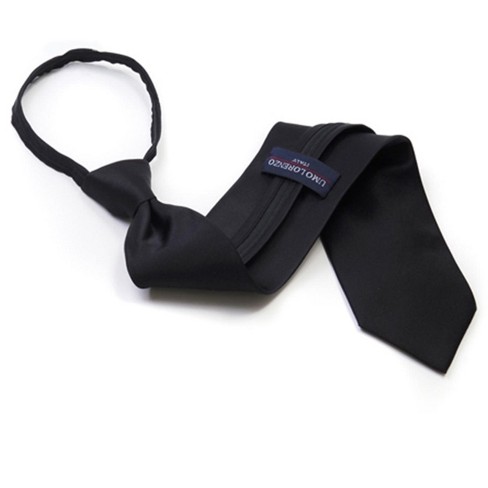 TheDapperTie Men's Black Solid Color Pre-tied Clip On Neck Ties
