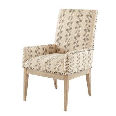 Set of 2 Natural Linen High Back Dining Armchairs