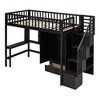 NicBex Twin Size Bunk Bed with Desk Pine Bed Frame with Drawers, Wardrobe, Storage Stairs and Full Length Guardrail, No Box Spring Required - 3 of 4
