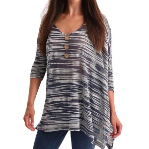 Women's 3/4 Sleeve V-Neck Tunic - ANGEL - 1 of 2