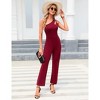 YESFASHION Women's Jumpsuit Summer One Shoulder Hollow Out Stretch Wide Leg Cutout Sleeveless Romper Outfits - 3 of 4