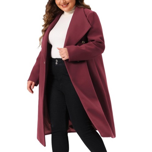 Agnes Orinda Women's Plus Size Notch Big Lapel Double Breasted Mid-Long Trench Pea Coats - image 1 of 4