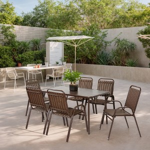 GDFStudio Phoenix 7pcs Patio Plastic and Steel Dining Set - 1 of 4