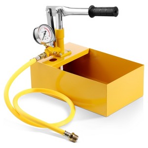 VEVOR Hydrostatic Test Pump, Max 25 bar/362 PSI, Single Valve Hydraulic Manual Water Pressure Tester Kit with Gauge 1.4 Gal Water Tank, Yellow - 1 of 4