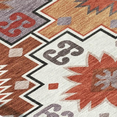 HomeRoots 8' Rust Lavender And Ivory Round Southwestern Washable Indoor Outdoor Area Rug
