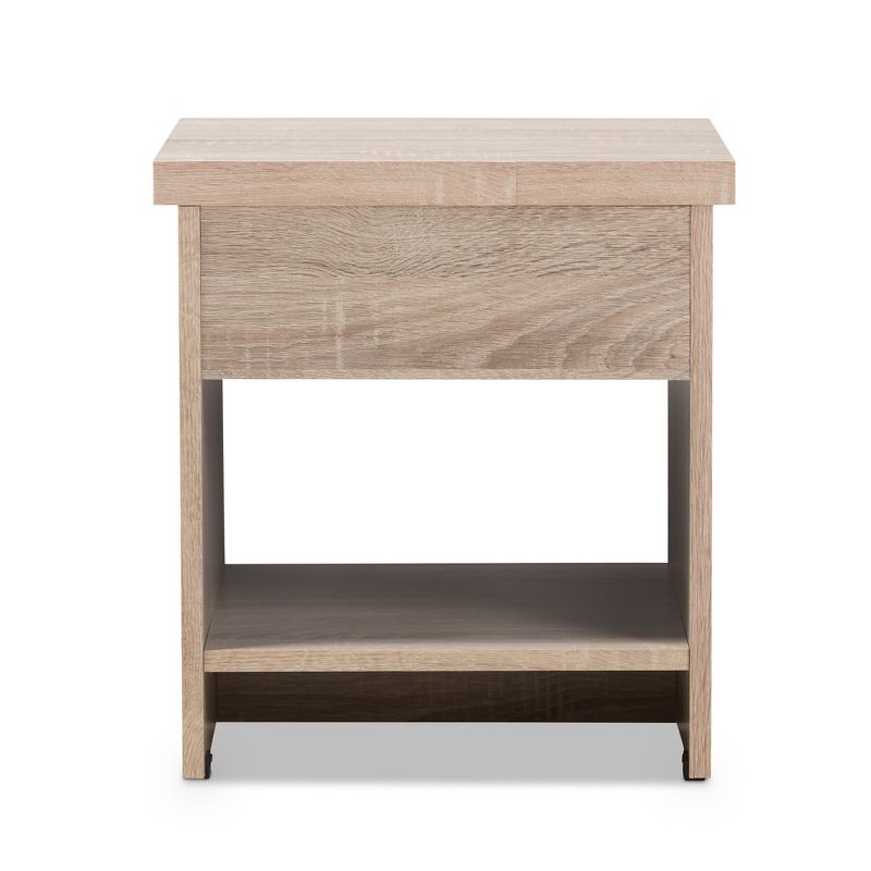 Jamie Modern and Contemporary Two - Tone Wood 1 - Drawer 1 - Shelf Nightstand - Brown - Baxton Studio, 6 of 12