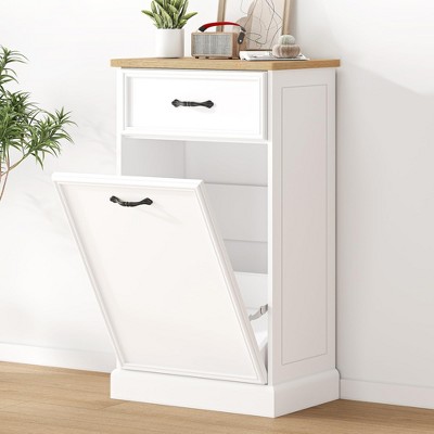 Tilt Out Trash Cabinet, Hidden Trash Can Cabinet 10 Gallon Storage Holder