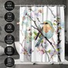 Americanflat 71" x 74" Shower Curtain, Robin And Apricot Tree Blossom 1 by Suren Nersisyan - 4 of 4