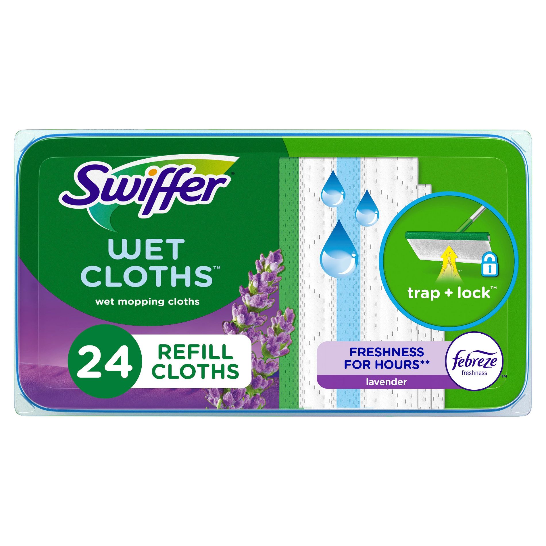 Swiffer Sweeper Wet Mopping Cloths with Febreze Freshness - Lavender Vanilla & Comfort - 24ct