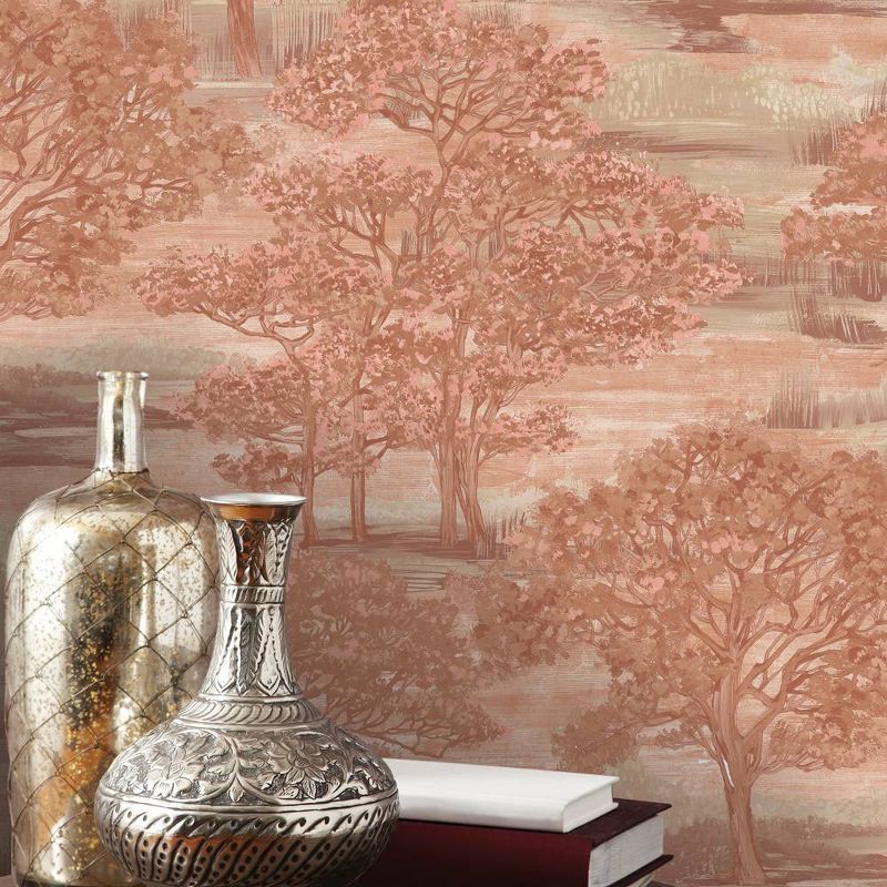 Tempaper Forest Toile Ember Red Peel and Stick Wallpaper, 2 of 6