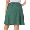 Agnes Orinda Women's Plus Size Elastic High Waist Button Front Pockets Midi Corduroy A Line Skirts - 4 of 4