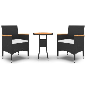 vidaXL 3 Piece Patio Dining Set Poly Rattan Black - 1 of 1
