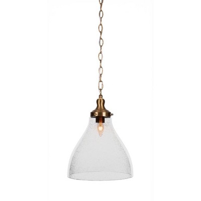 Toltec Lighting Juno 1 - Light Pendant in  New Aged Brass with 11.75" Clear Bubble Shade