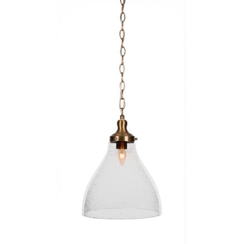 Toltec Lighting Juno 1 - Light Pendant in  New Aged Brass with 11.75" Clear Bubble Shade - image 1 of 1