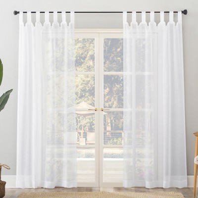 White Sheer Polyester Tab Top Curtain Panel 50" x 96"