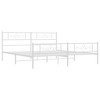 vidaXL 12" White California King Metal Bed Frame with Headboard & Footboard No Mattress - 2 of 4
