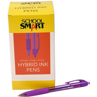 School Smart Retractable Hybrid Pens, Purple Ink and Barrel, pk of 48