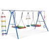 5 In 1 Toddler Swing Set For Backyard, Multifunction Playsets With Climbing Ladder, Saucer Swing, Monkey Bar Swing, Disc Swing, Swing Ring, Blue - 2 of 4