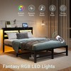 CAVINAS Queen Size Bed Frame with Wooden Headboard, Metal Bed Frame with RGB Lights, Charger, Storage Shelf, Noise-Free - 2 of 4