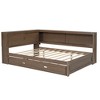 NicBex Full Size Wooden Daybed, Modern Sofa Bed Frame with Trundle, Bedside Shelves, USB and LED for Bedroom, Living Room - 2 of 4