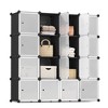 Set of 16 Modular Plastic Cubes with Doors, 11.8-Inch DIY Storage Organizer for Closet Bedroom, Black and White - 2 of 4